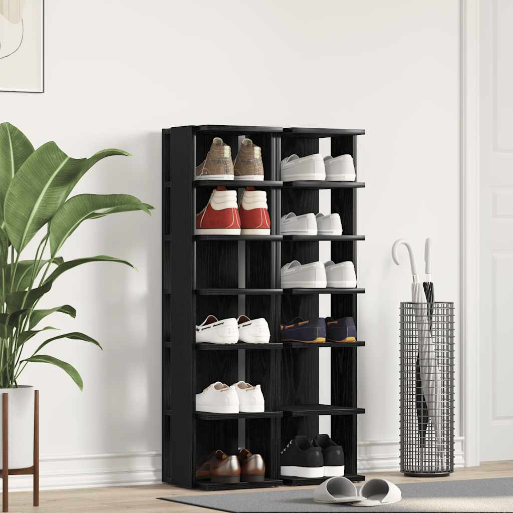 vidaXL Shoe Cabinets 2 pcs Black Oak 25x27x102 cm Engineered Wood 1