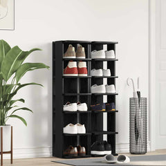vidaXL Shoe Cabinets 2 pcs Black Oak 25x27x102 cm Engineered Wood 1