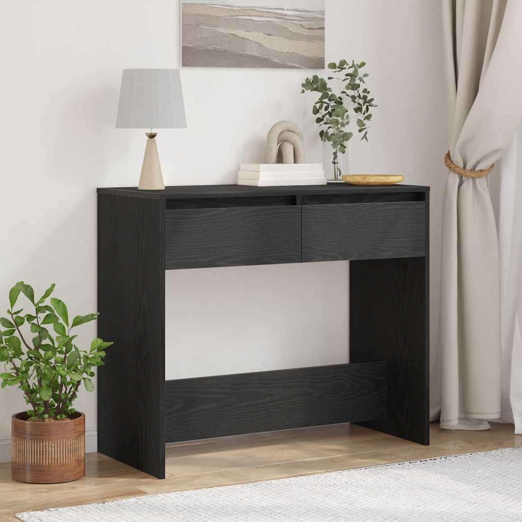 vidaXL Console Table Black Oak 89x41x76.5 cm Engineered Wood 1