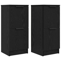 vidaXL Sideboard 2 pcs Black Oak 30 x 30 x 70 cm Engineered Wood 2