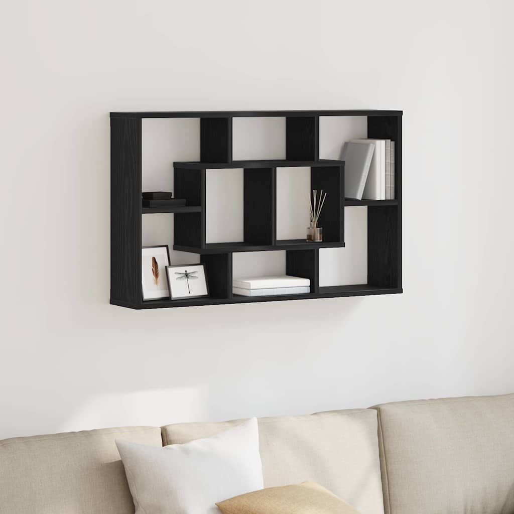 vidaXL Wall Shelf Black Oak 85 x 16 x 52.5 cm Engineered Wood 1