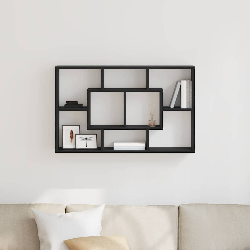 vidaXL Wall Shelf Black Oak 85 x 16 x 52.5 cm Engineered Wood 4