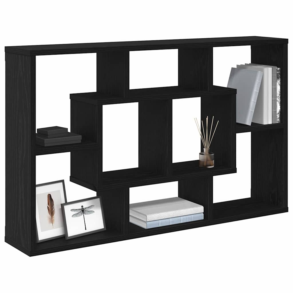vidaXL Wall Shelf Black Oak 85 x 16 x 52.5 cm Engineered Wood 3