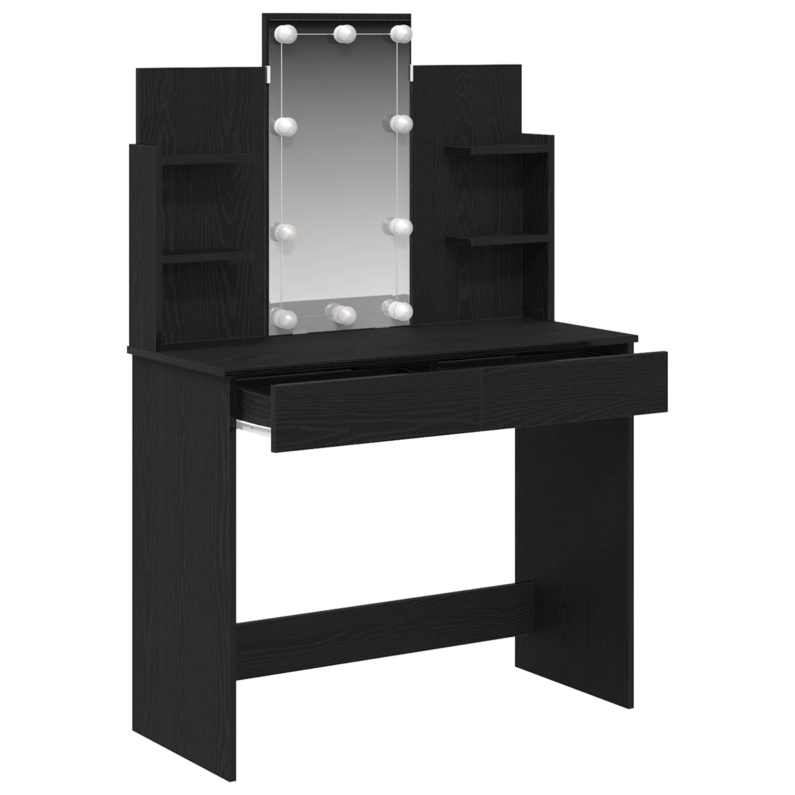 vidaXL Dressing Table Black Oak 96 x 39 x 142 cm Engineered Wood 3
