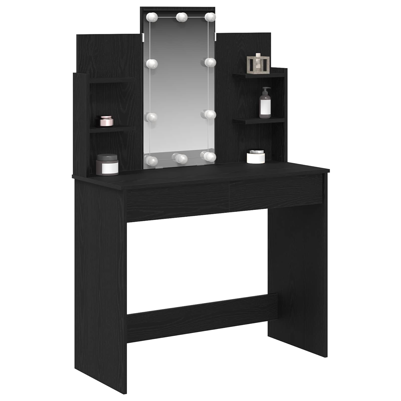 vidaXL Dressing Table Black Oak 96 x 39 x 142 cm Engineered Wood 2