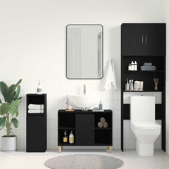 vidaXL Sink Cabinet Black Oak 80x33x60 cm Engineered Wood 3