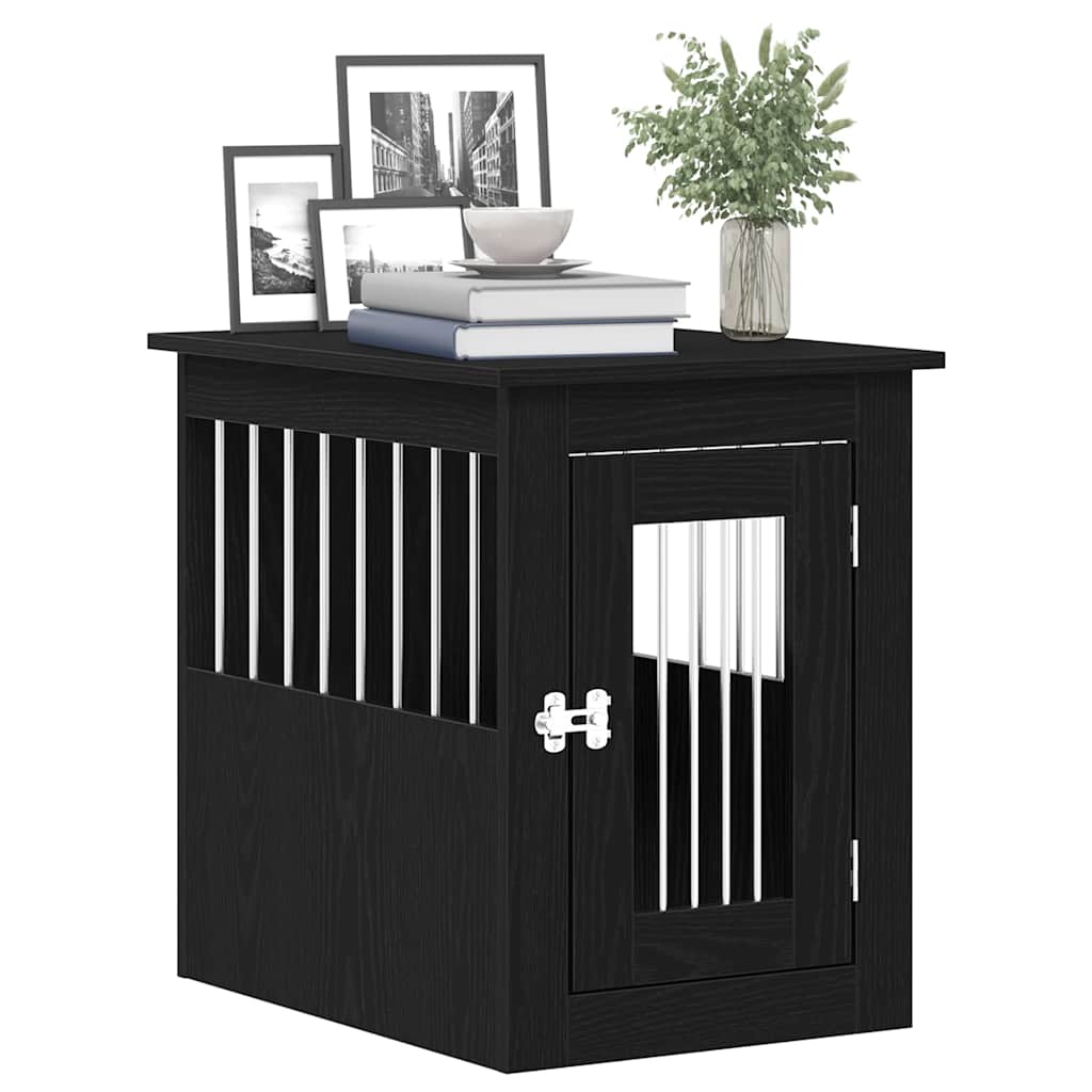vidaXL Dog Crate Furniture Black Oak 45x62x59 cm Engineered Wood 4