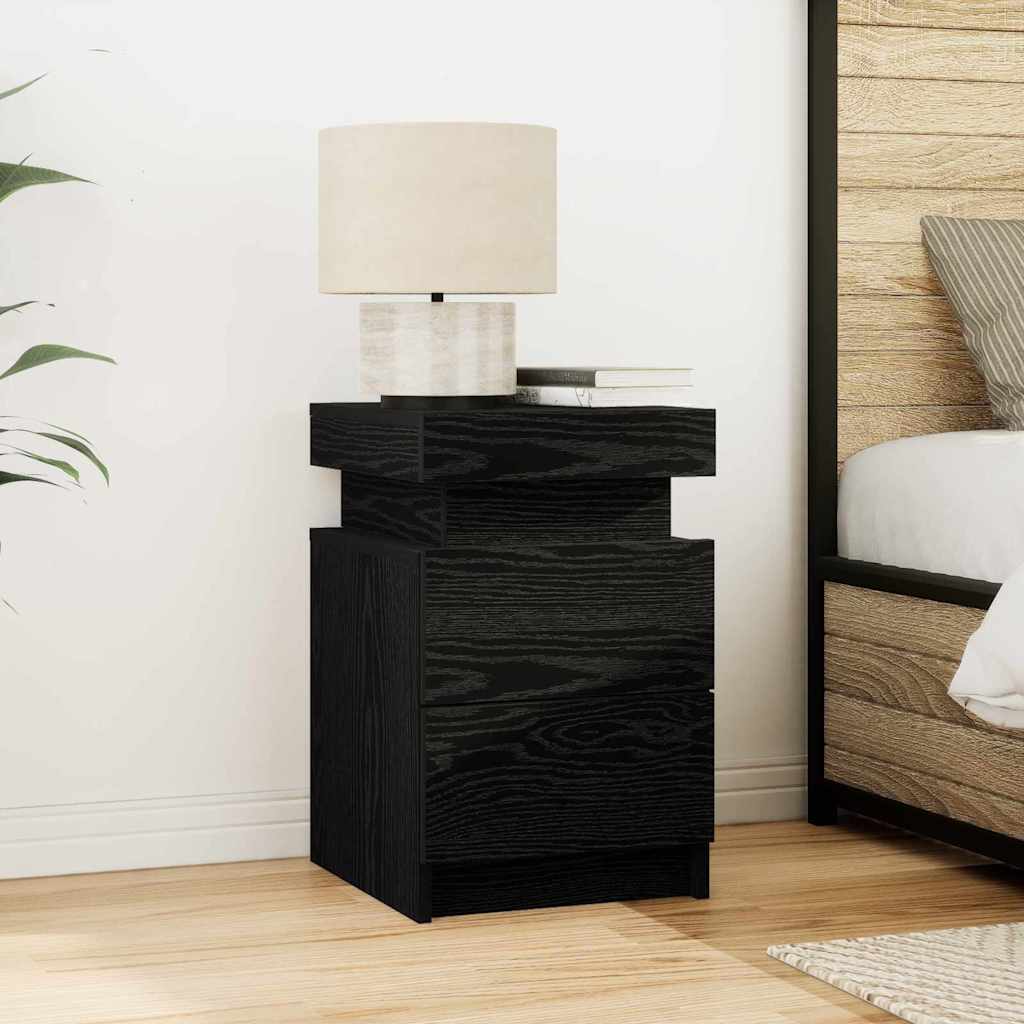vidaXL Bedside Cabinet 2 pcs Black Oak 35 x 39 x 55 cm Engineered wood 4