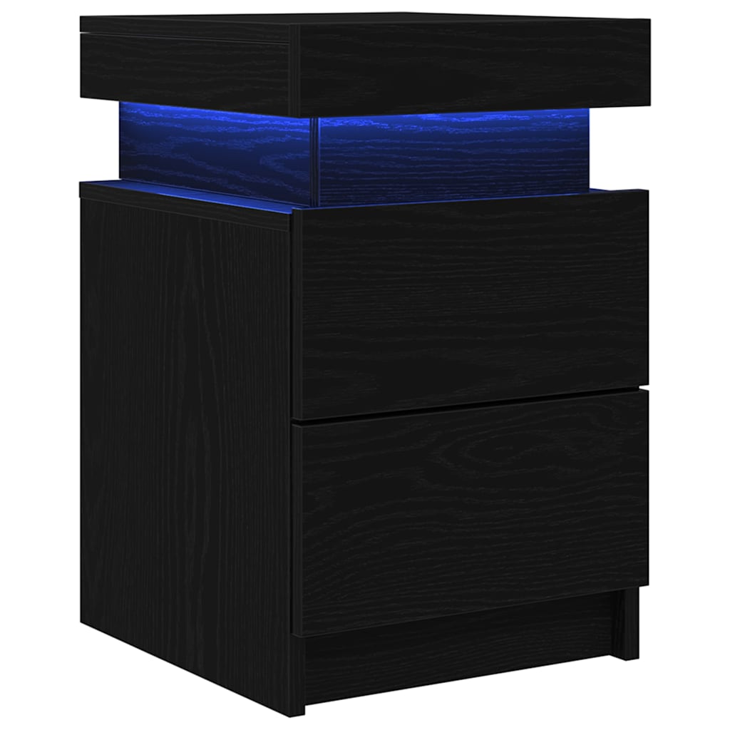 vidaXL Bedside Cabinet 2 pcs Black Oak 35 x 39 x 55 cm Engineered wood 2