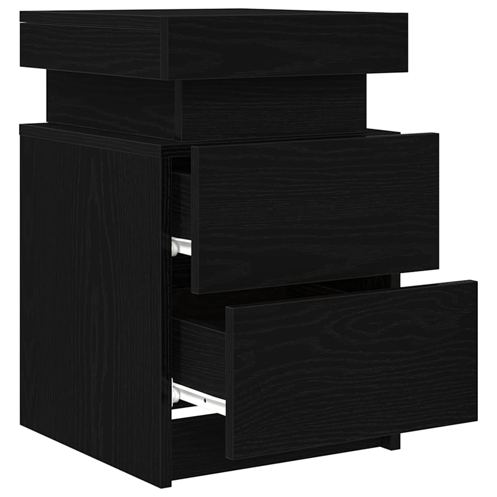 vidaXL Bedside Cabinet 2 pcs Black Oak 35 x 39 x 55 cm Engineered wood 6
