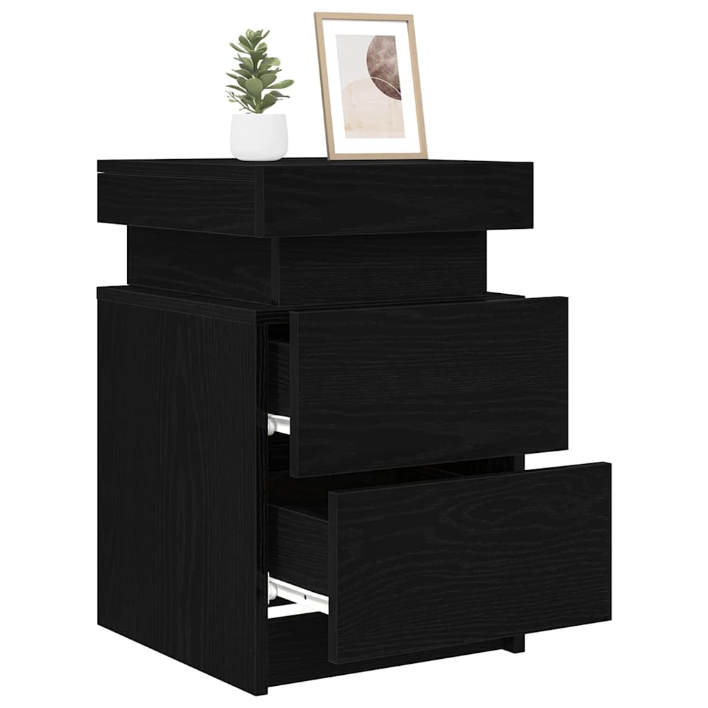 vidaXL Bedside Cabinet 2 pcs Black Oak 35 x 39 x 55 cm Engineered wood 3