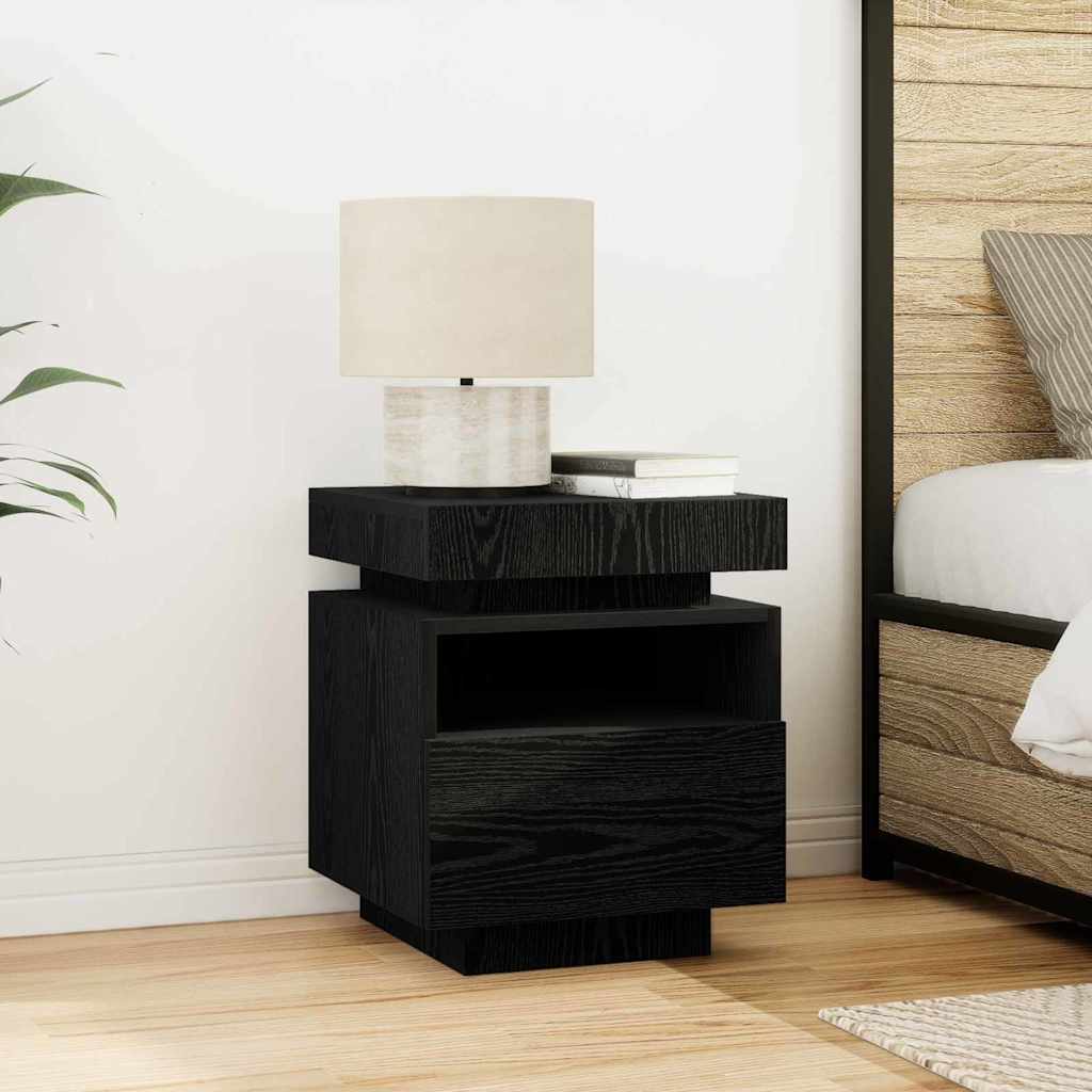 vidaXL Bedside Cabinet Black Oak 40 x 39 x 48.5 cm Engineered wood 1