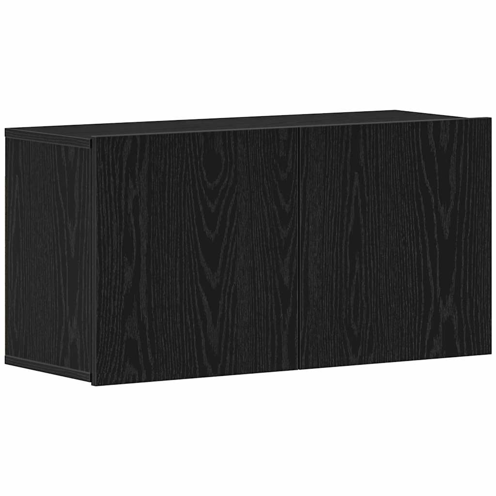 vidaXL TV Cabinet Black Oak 80x30x41 cm Engineered Wood 2