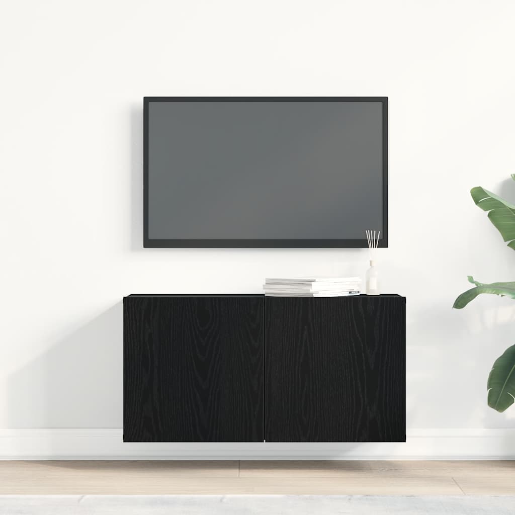 vidaXL TV Cabinet Black Oak 80x30x41 cm Engineered Wood 3
