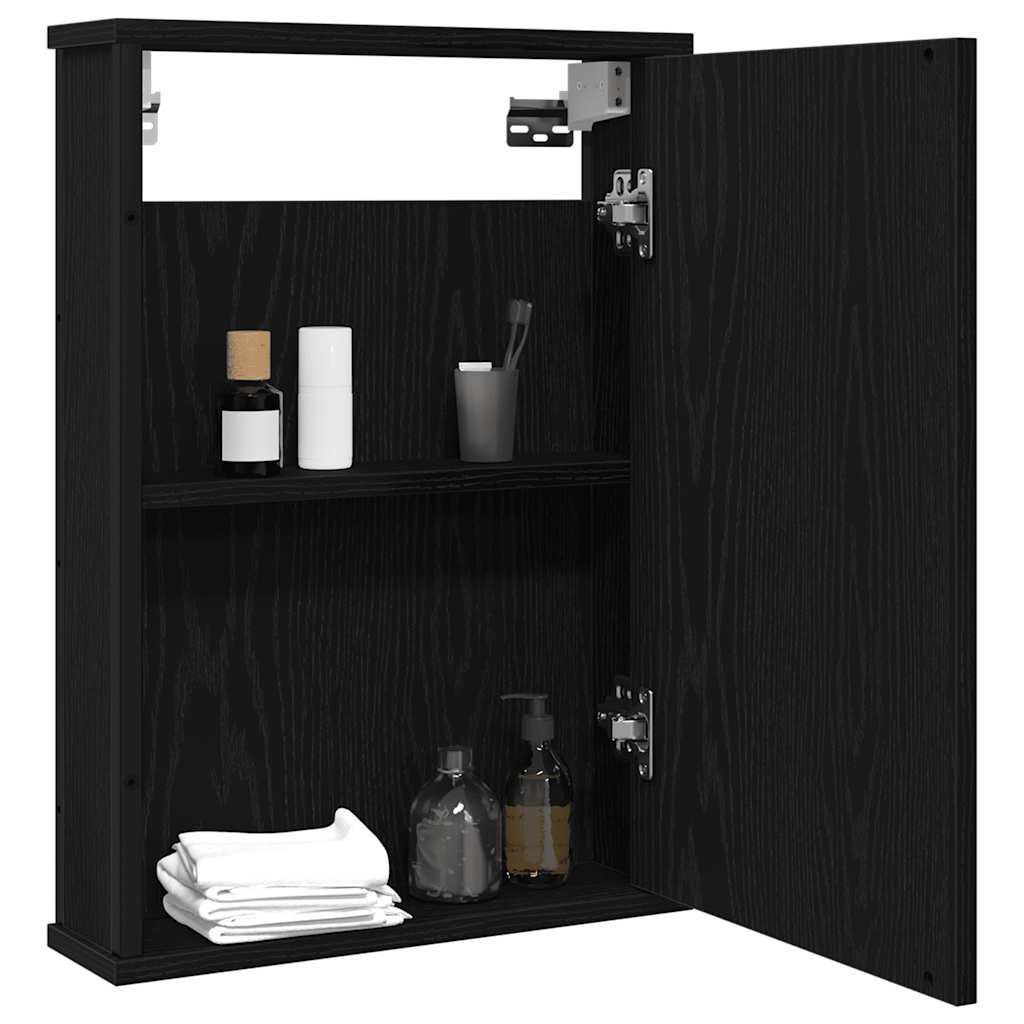 vidaXL Bathroom Mirror Cabinet Black Oak 42x12x60 cm Engineered Wood 3