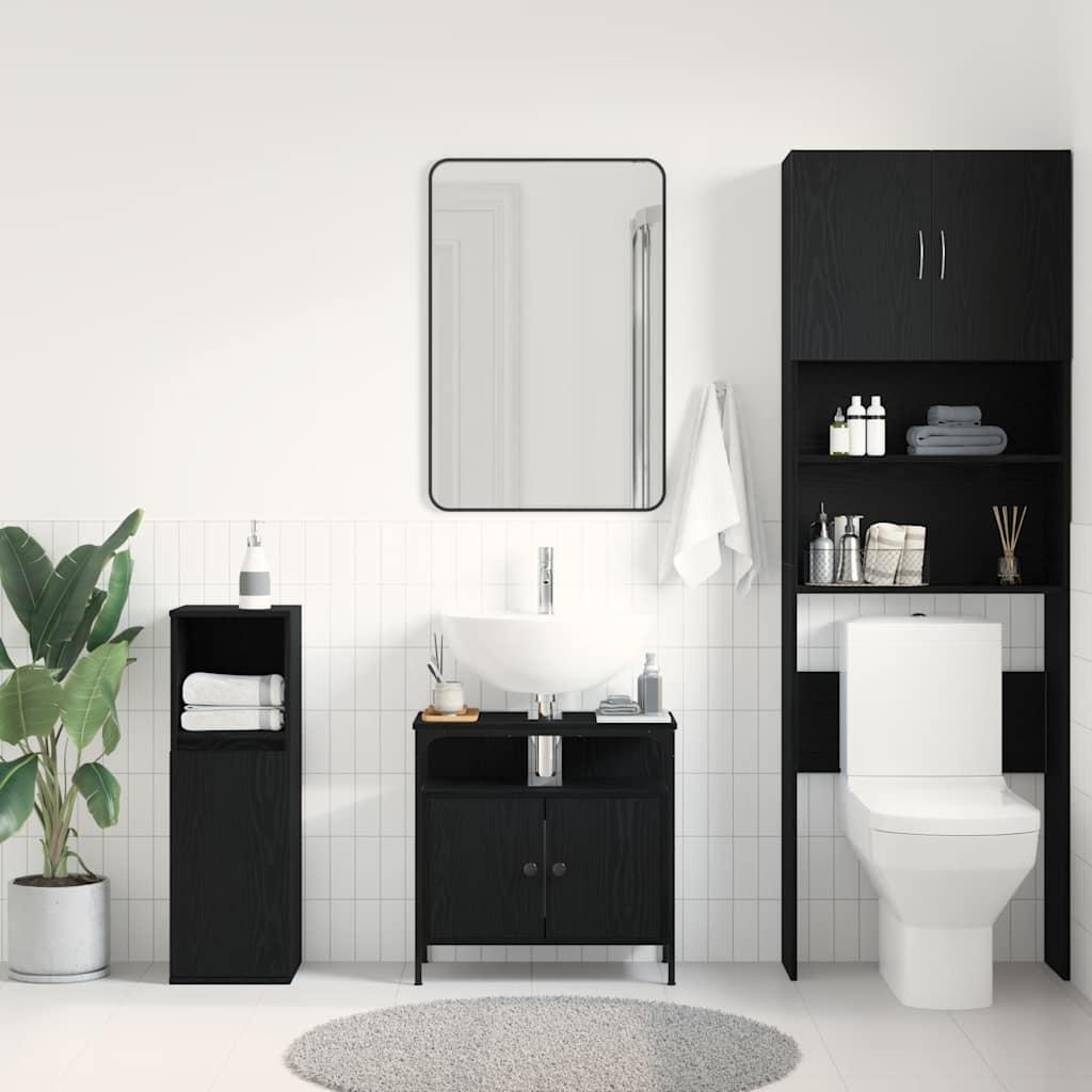 vidaXL Bathroom Sink Cabinet Black Oak 60x30x60 cm Engineered Wood 3