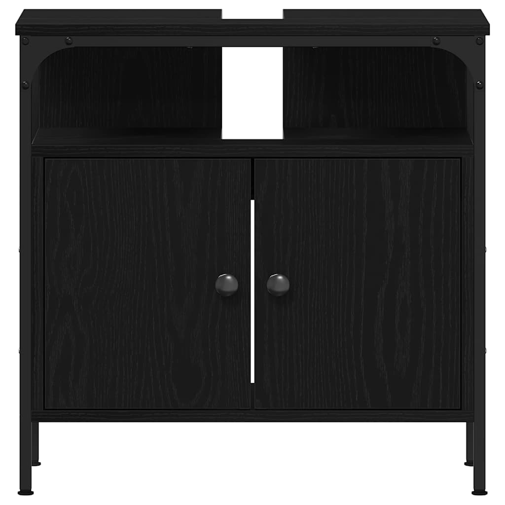 vidaXL Bathroom Sink Cabinet Black Oak 60x30x60 cm Engineered Wood 5