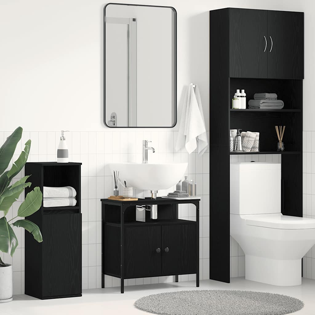vidaXL Bathroom Sink Cabinet Black Oak 60x30x60 cm Engineered Wood 1