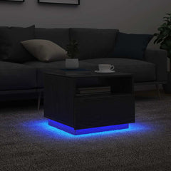 vidaXL Coffee Table with LED Lights Black Oak 50x49x40 cm 1