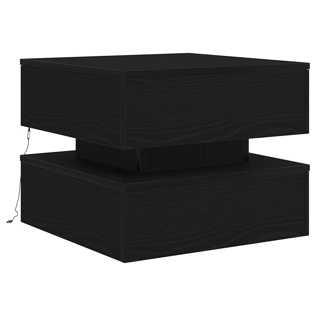 vidaXL Coffee Table with LED Lights Black Oak 50x50x40 cm 3