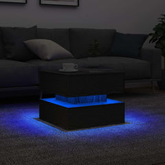 vidaXL Coffee Table with LED Lights Black Oak 50x50x40 cm 5
