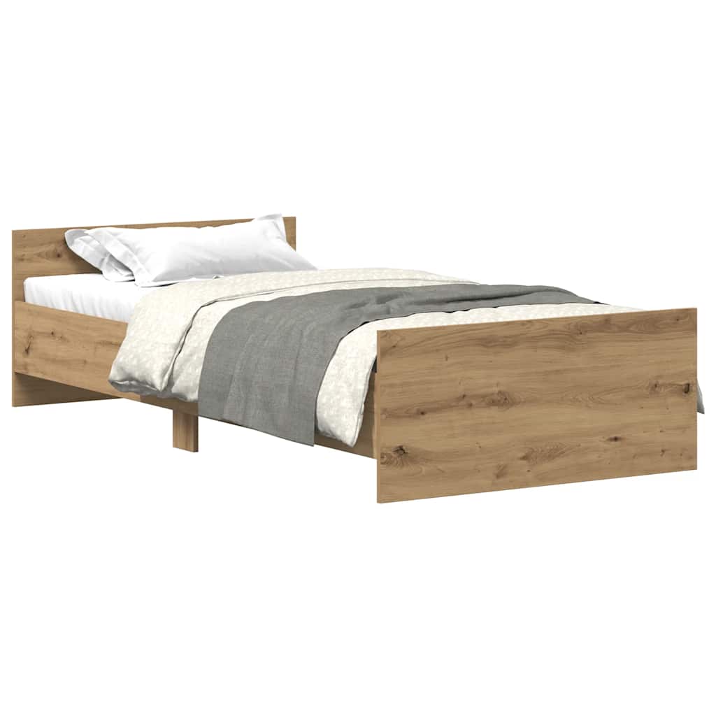 vidaXL Bed Frame without Mattress Artisan Oak 75x190 cm Engineered Wood 2