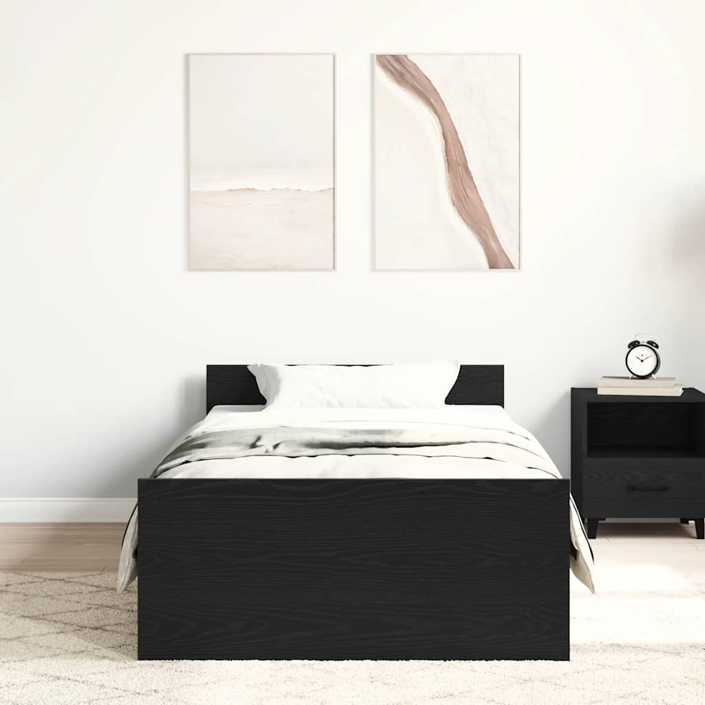 vidaXL Bed Frame without Mattress Black Oak 75x190 cm Engineered Wood 3