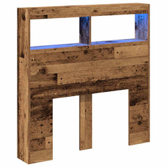vidaXL Headboard Cabinet with LED Old Wood 100x17x102 cm 3