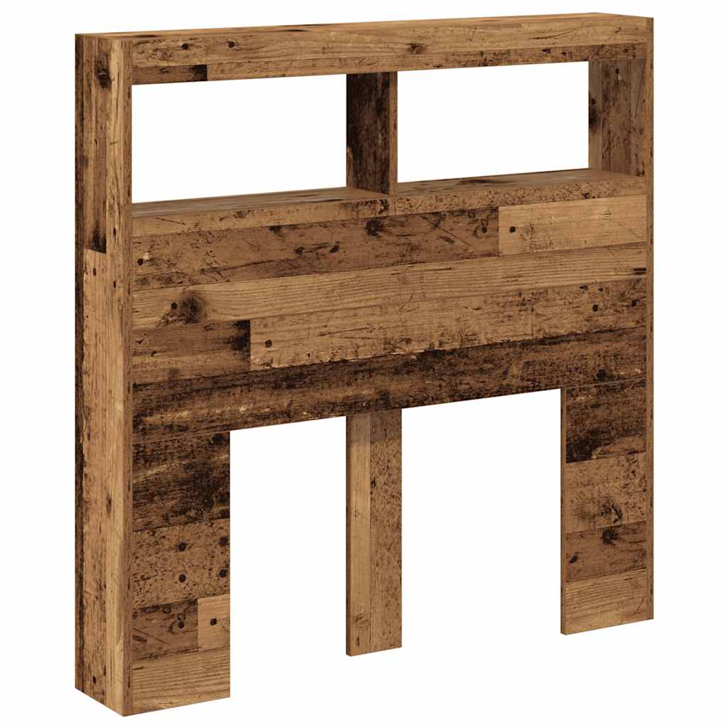 vidaXL Headboard Cabinet with LED Old Wood 100x17x102 cm 6