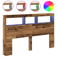 Headboard Cabinet with LED 160 x 17 x 102 cm Old wood