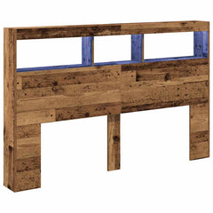 Headboard Cabinet with LED 160 x 17 x 102 cm Old wood