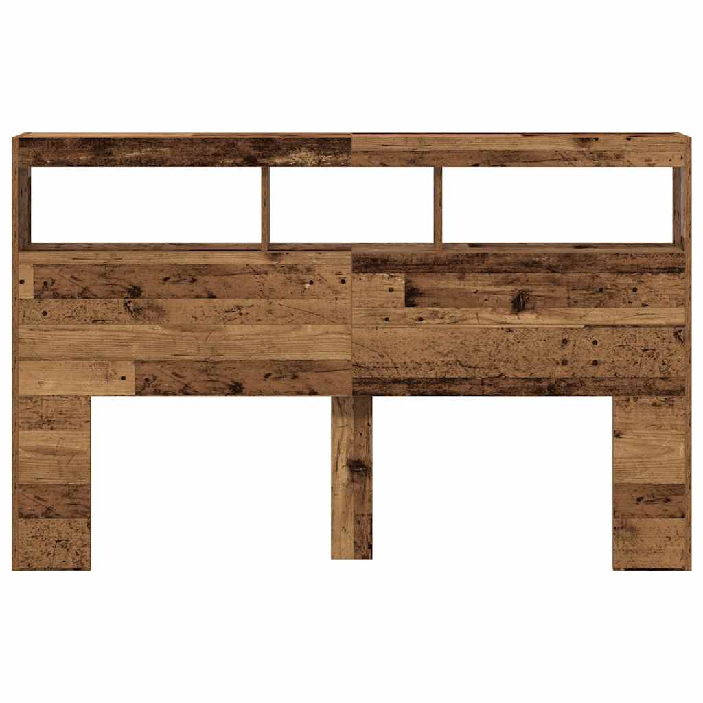 Headboard Cabinet with LED 160 x 17 x 102 cm Old wood