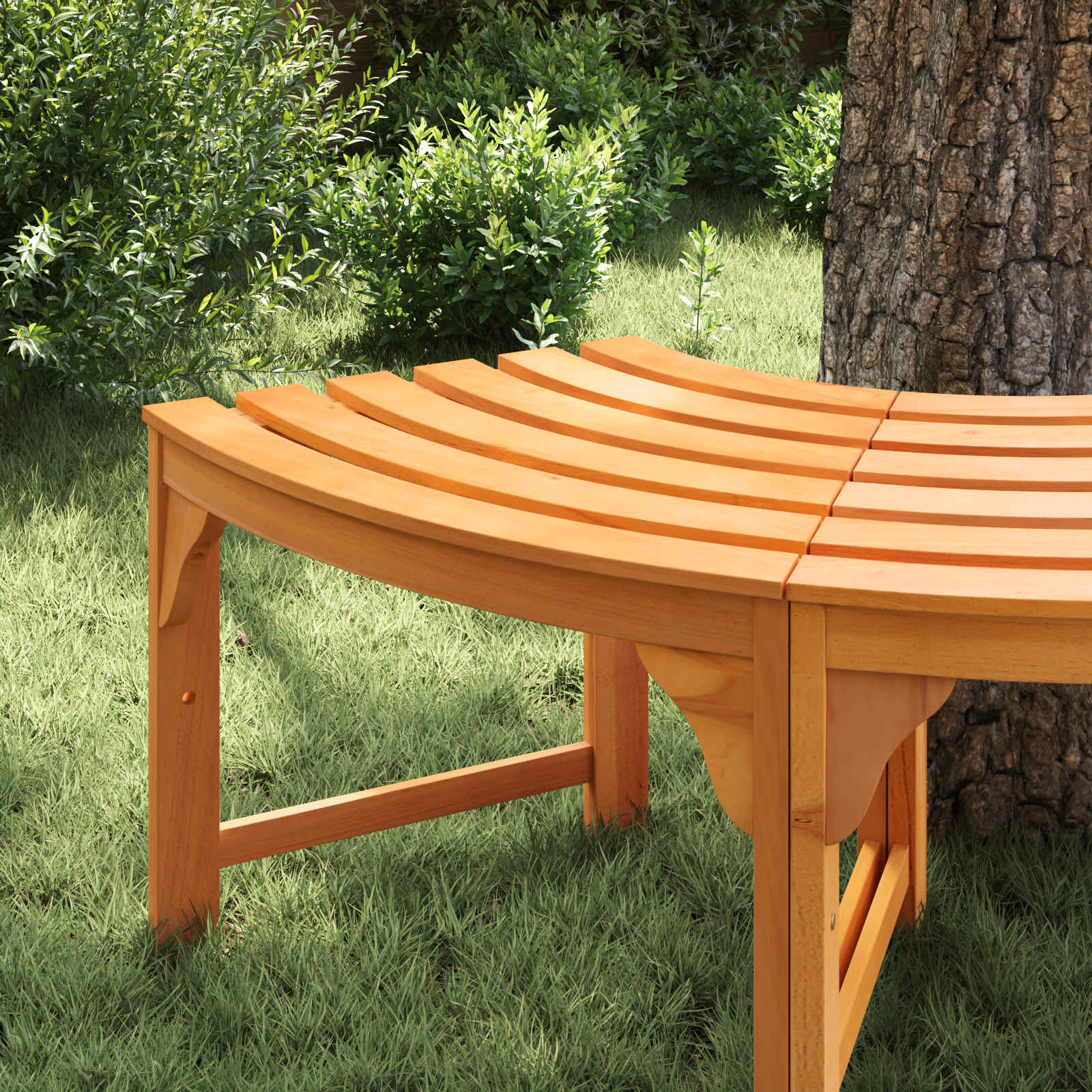 vidaXL Tree Bench 4 -Seater 160 x 80 x 45cm Solid Eucalyptus Wood 3