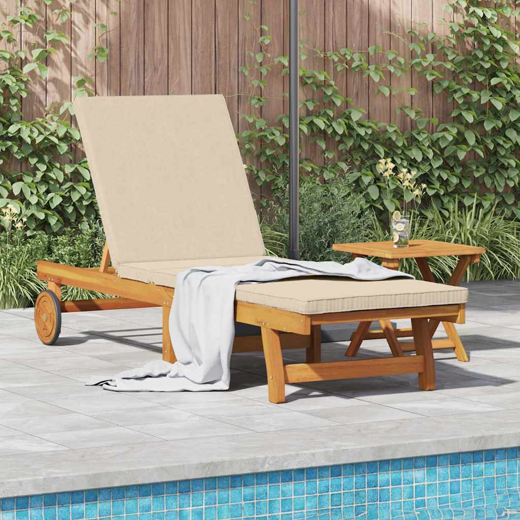 Sun Lounger 2 pcs Solid Acacia Wood Brown Beige Sun lounger