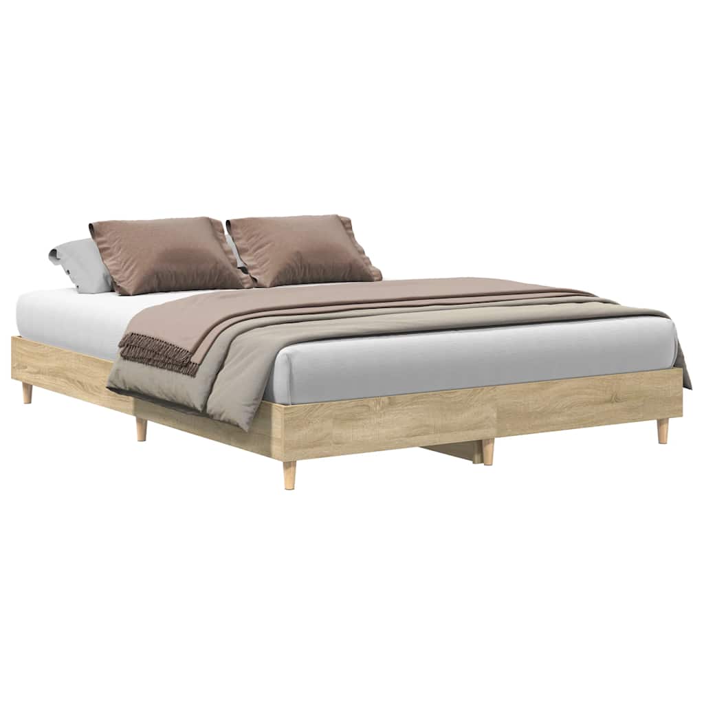 Bed Frame No Mattress Engineered Wood 140 x 200 cm Sonoma oak