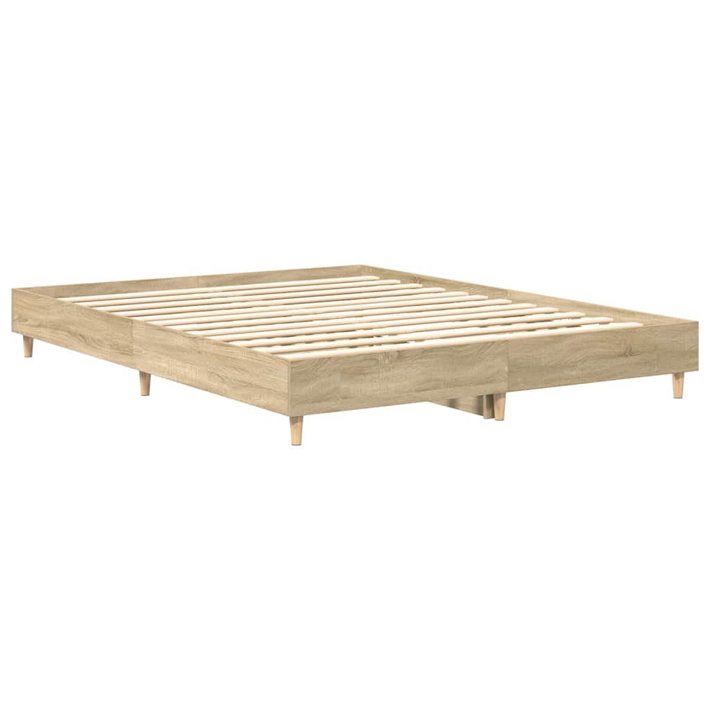 Bed Frame No Mattress Engineered Wood 140 x 200 cm Sonoma oak