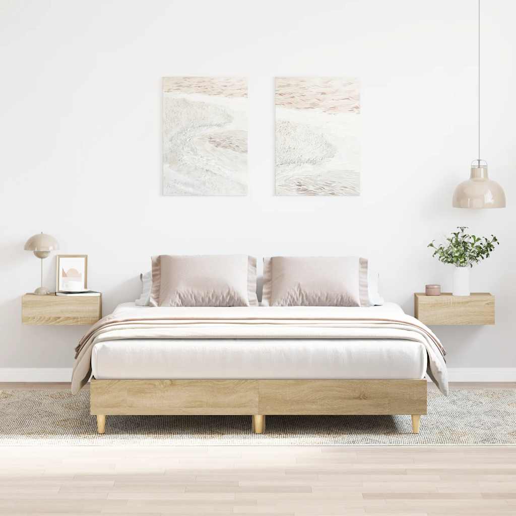 Bed Frame No Mattress Engineered Wood 140 x 200 cm Sonoma oak