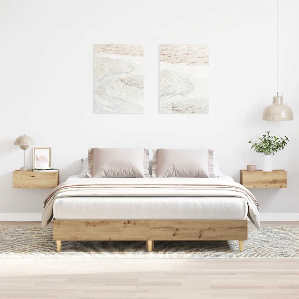 Bed Frame No Mattress Engineered Wood 140 x 200 cm Artisan oak
