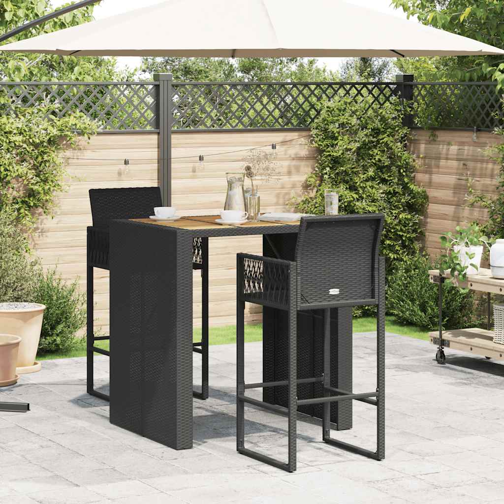 5 Piece Garden Bar Set without Cushions Black 2