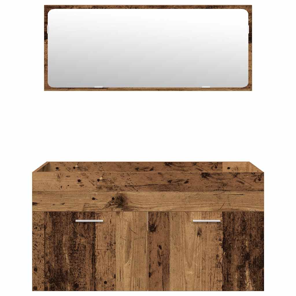 Bathroom Furniture Set Engineered Wood 90 x 38.5 x 46 cm Old wood