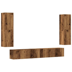 vidaXL 4 Piece Wall-mounted TV Cabinet Set Old Wood Engineered Wood 2
