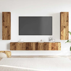 vidaXL 4 Piece Wall-mounted TV Cabinet Set Old Wood Engineered Wood 3