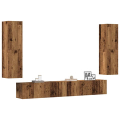 vidaXL 4 Piece Wall-mounted TV Cabinet Set Old Wood Engineered Wood 1