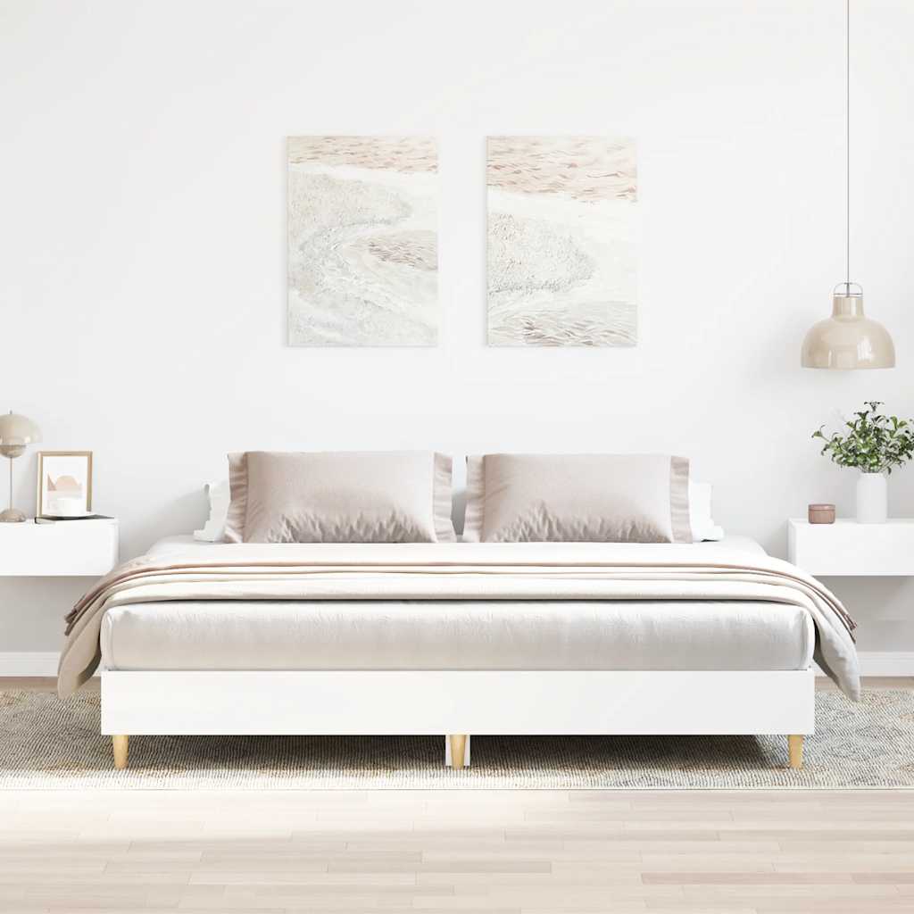 Bed Frame No Mattress Engineered Wood White 180 x 200 cm