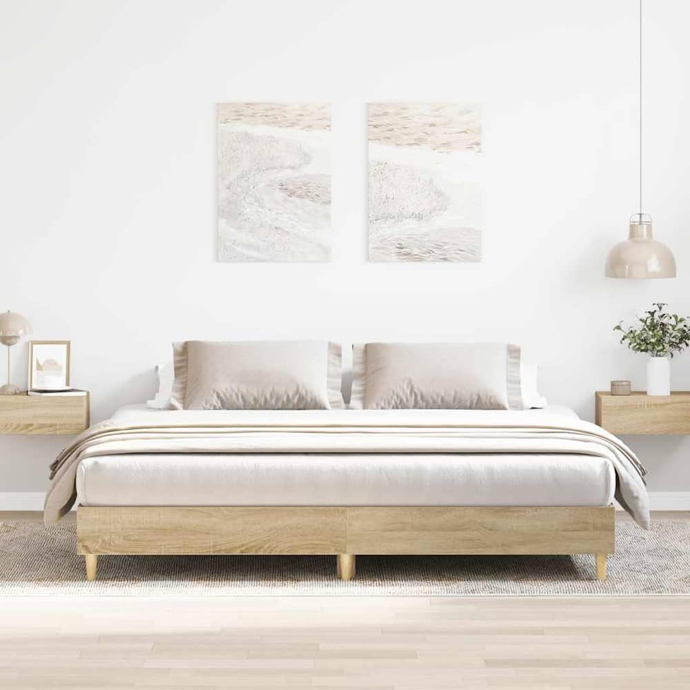 Bed Frame No Mattress Engineered Wood Sonoma Oak 180 x 200 cm