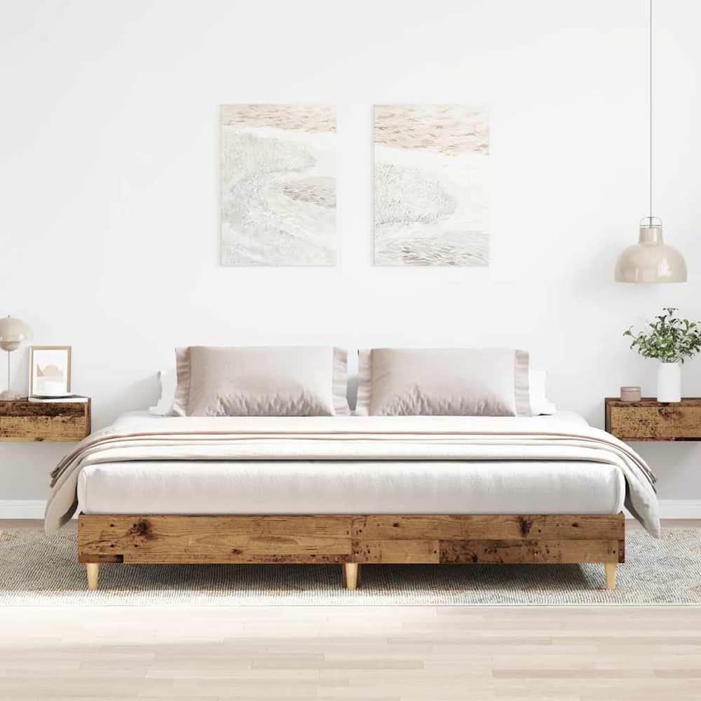 Bed Frame No Mattress Engineered Wood Old Wood 180 x 200 cm