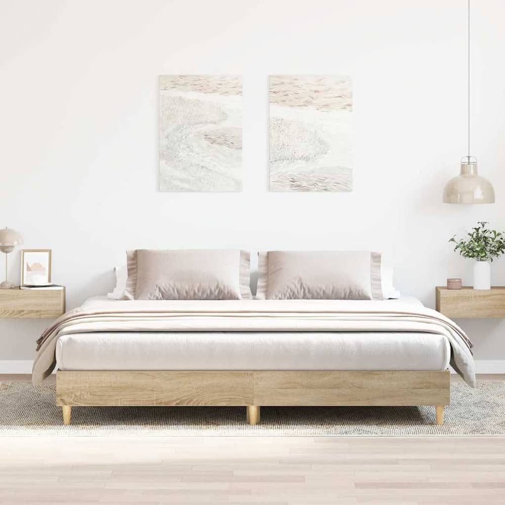 Bed Frame No Mattress Engineered Wood Sonoma Oak 160 x 200 cm