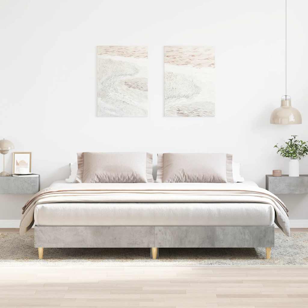 vidaXL Bed Frame No Mattress Engineered Wood Concrete Grey