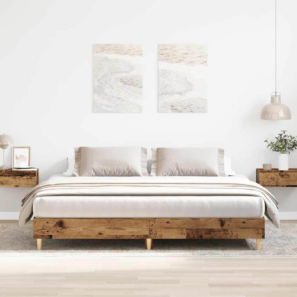 Bed Frame No Mattress Engineered Wood Old Wood 160 x 200 cm