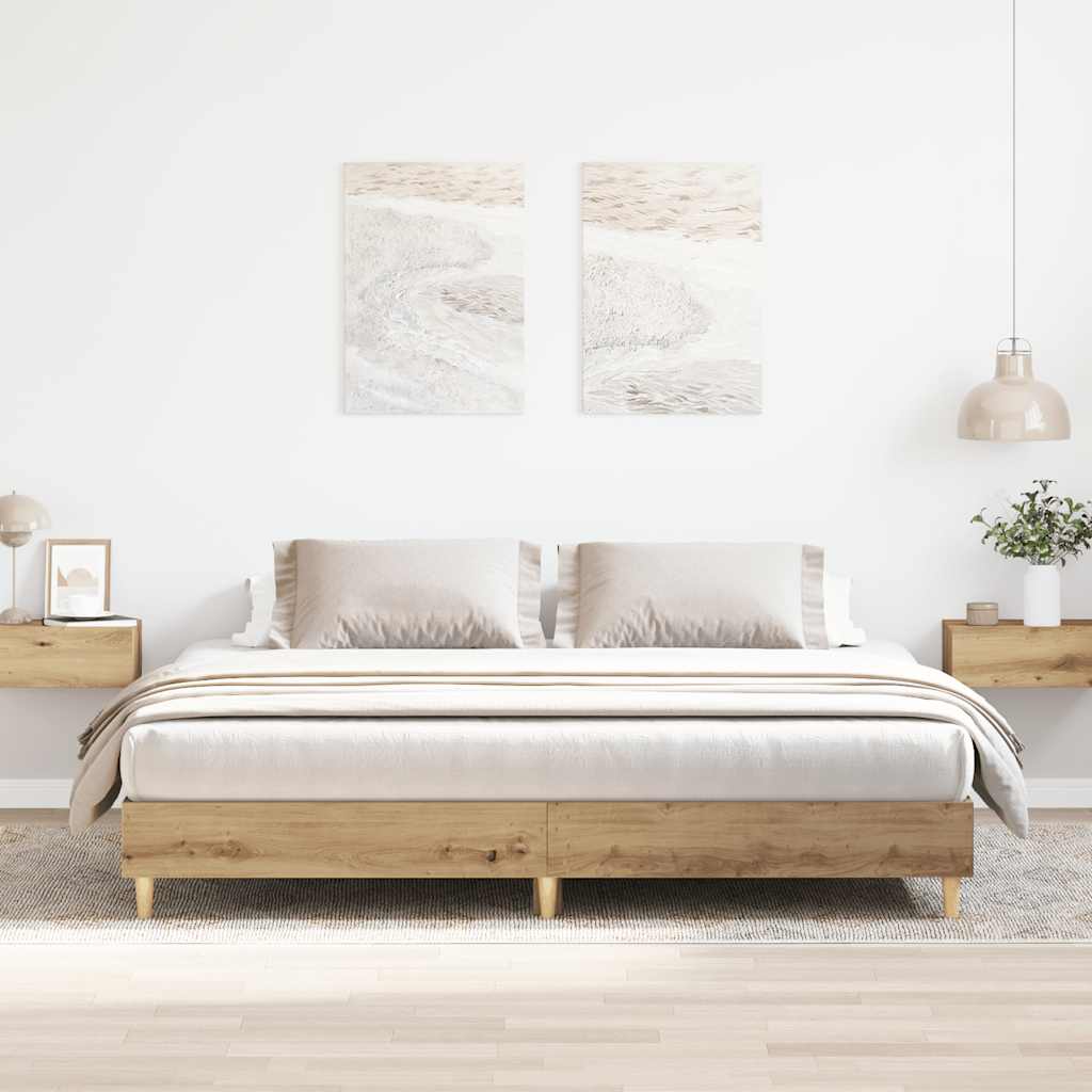 Bed Frame No Mattress Engineered Wood Artisan Oak 160 x 200 cm